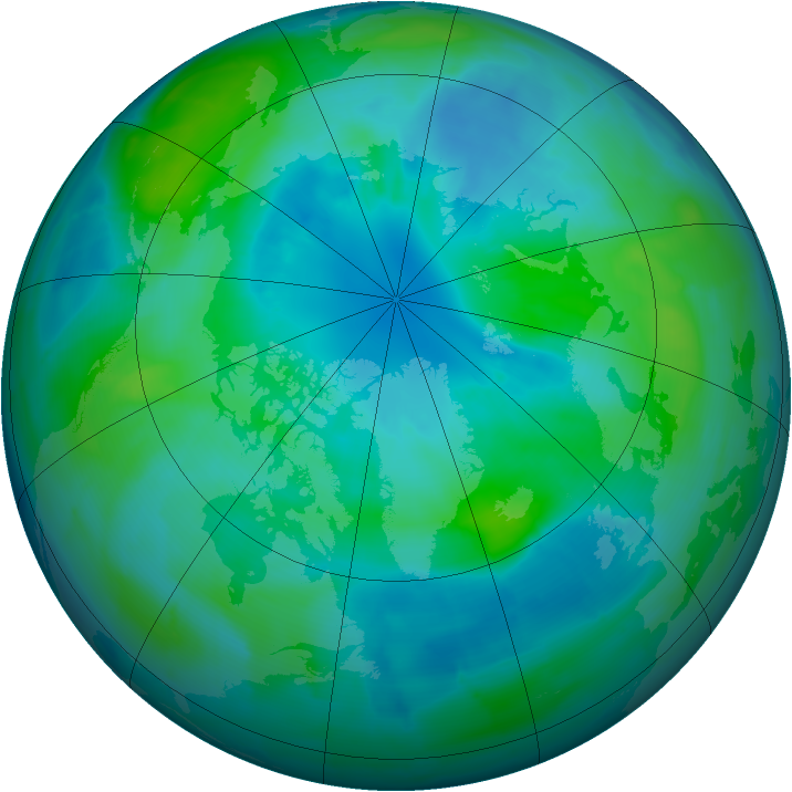 Arctic ozone map for 02 October 2009